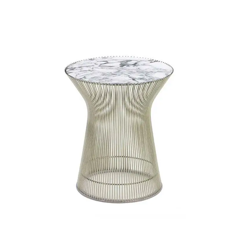 Affaire À Saisir Table d&rsquo;appoint guéridon PLATNER Ø 40 Marbre Marbre Arabescato, blanc veiné grisKNOLL