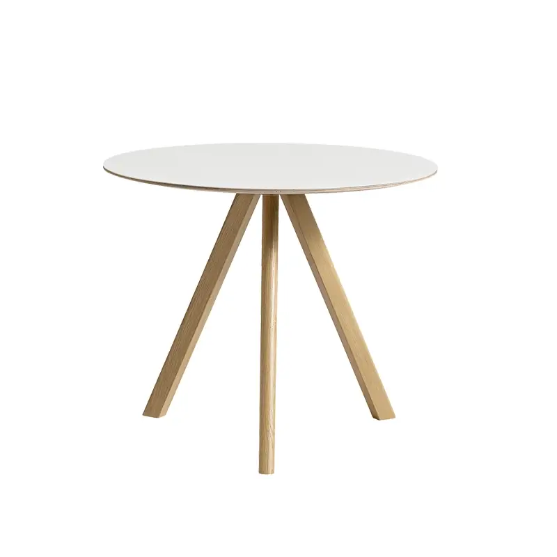 Dining Table COPENHAGUE ROUND TABLE CPH20 White laminate/ oak water-based varnishHAY Offre Spéciale