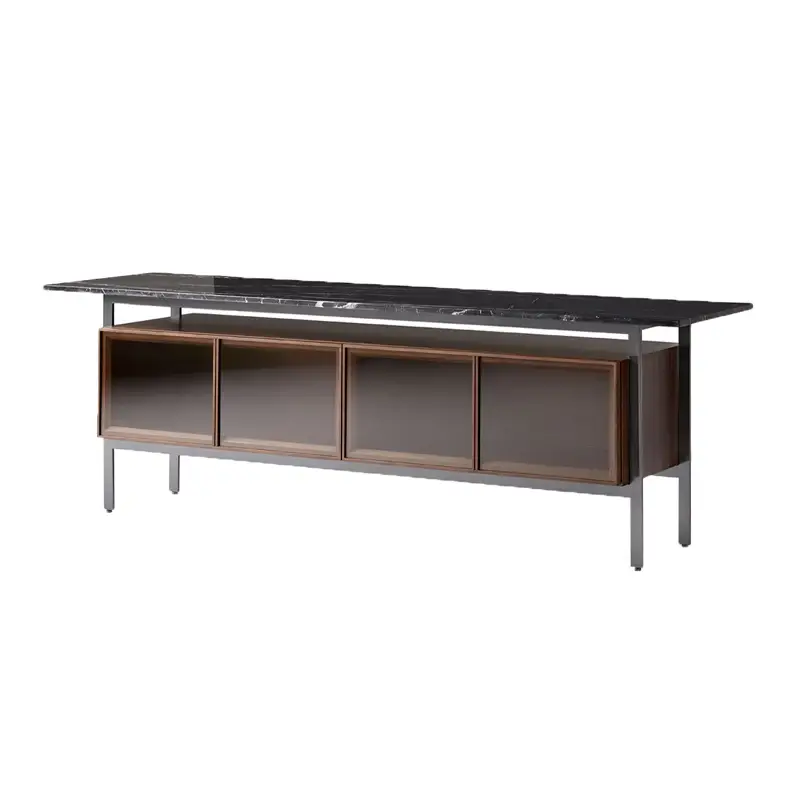 Dernier Modèle Storage Unit CHICAGO Walnut Glass DoorsPUNT MOBLES