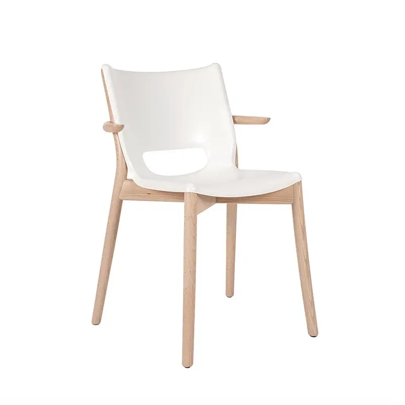 Satisfait Ou Remboursé Dining Chair POÊLE with armrests White/ natural beechALESSI