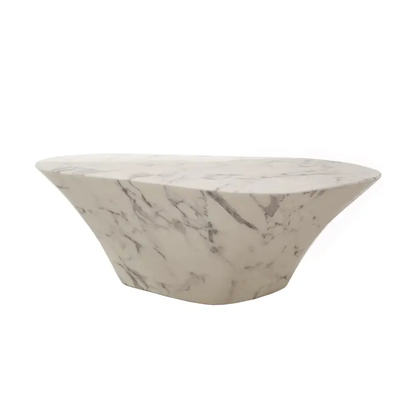 Coffee Table OVAL MARBLE LOOK WhitePOLSPOTTEN Super Prix