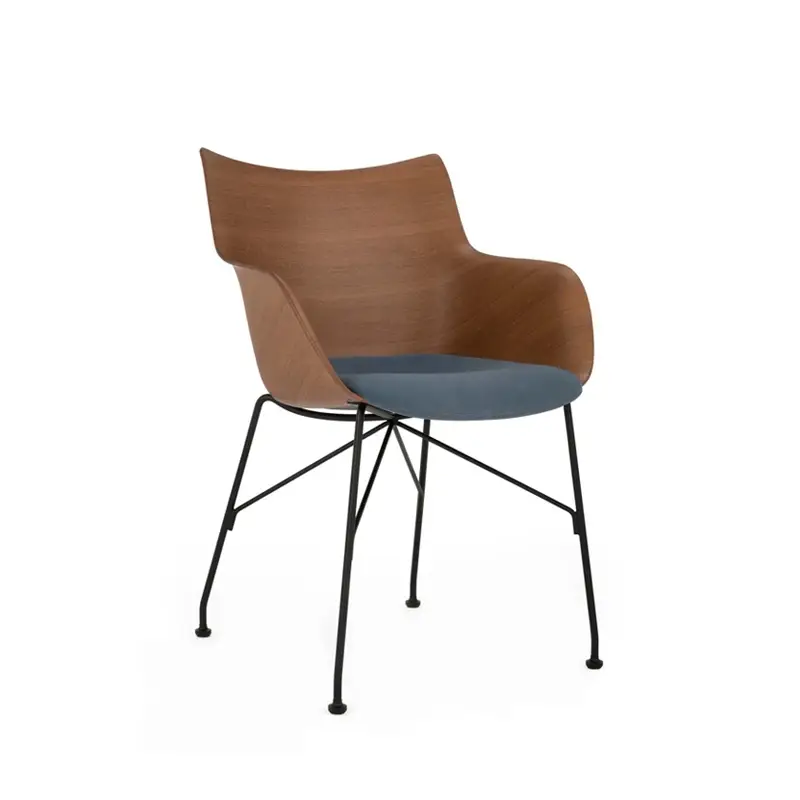 Satisfait Ou Remboursé Dining Chair Q/WOOD fabric seat Dark wood/ black/ light blueKARTELL