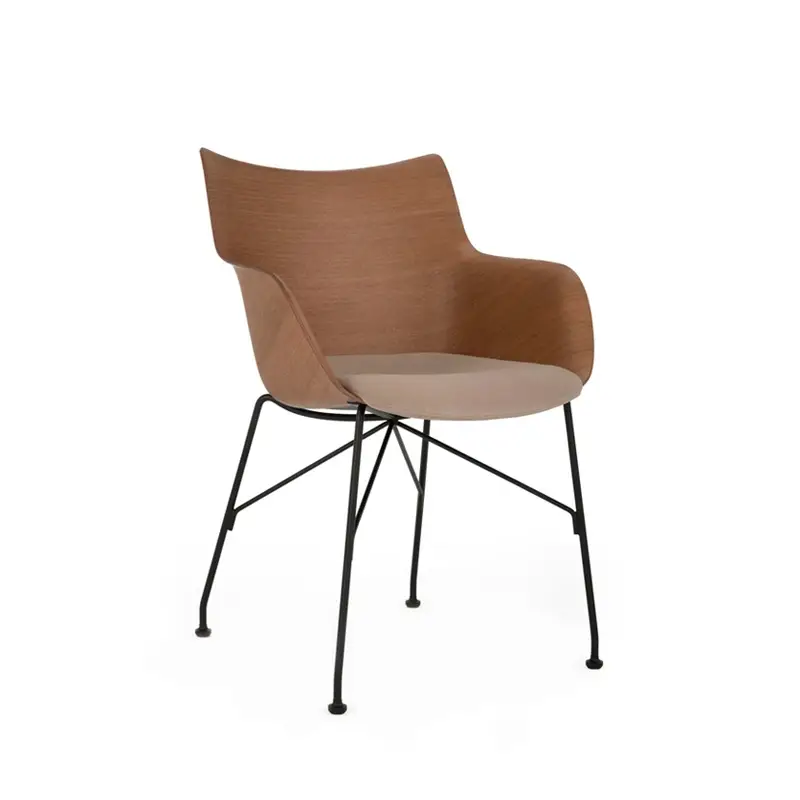 Petit Prix Chaise Q/WOOD assise tissu Bois foncé/ noir/ écruKARTELL