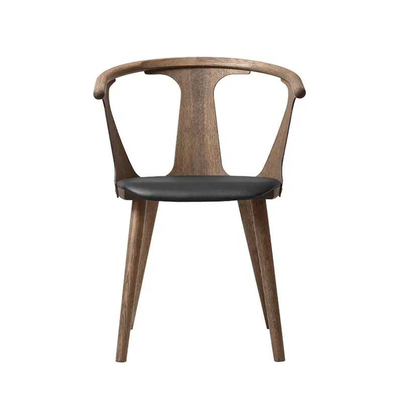 Dining Chair IN BETWEEN SK2 leather seat Smoked Oak/black leatherAND TRADITION Prix Réduit