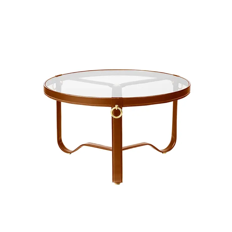 Coffee Table ADNET Ø 70 Brown leatherGUBI Prix Réduit