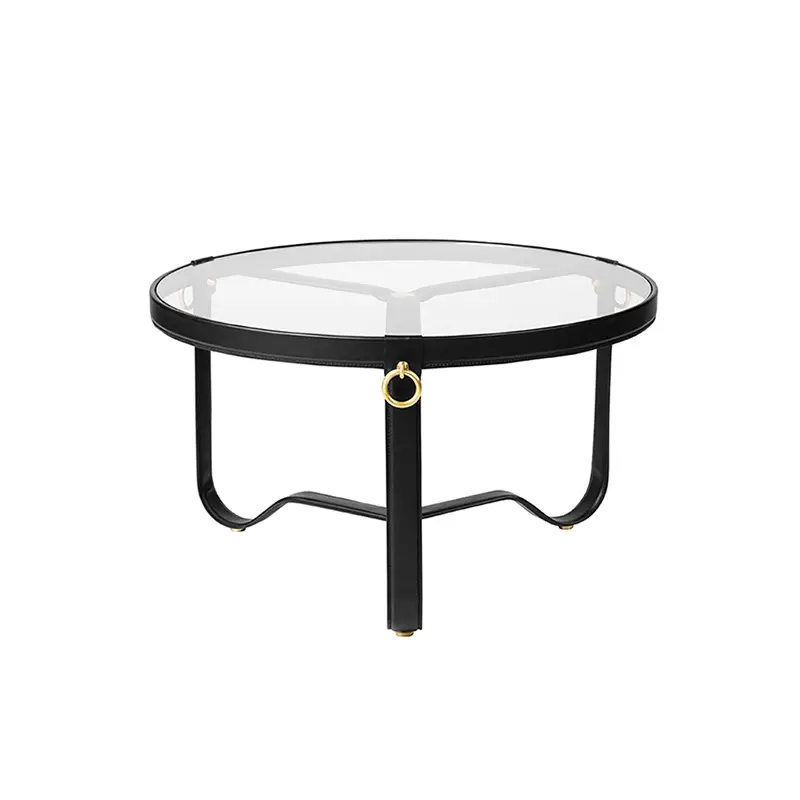 Table basse ADNET Ø 70 Cuir noirGUBI Soldes