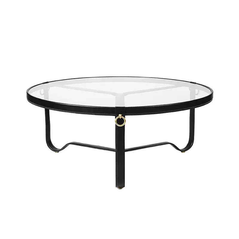 Paiement Sécurisé Coffee Table ADNET Ø 100 Black leatherGUBI