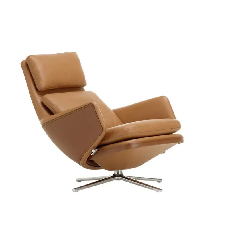 Easy chair GRAND RELAX Cognac 97/ aluminiumVITRA Expédition Rapide