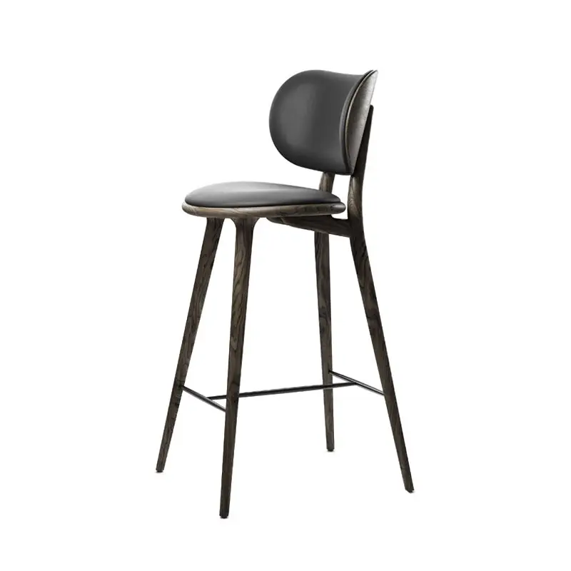 Meilleure Vente Tabouret haut HIGH STOOL BACKREST Chêne Sirka gris/ cuir noirMATER