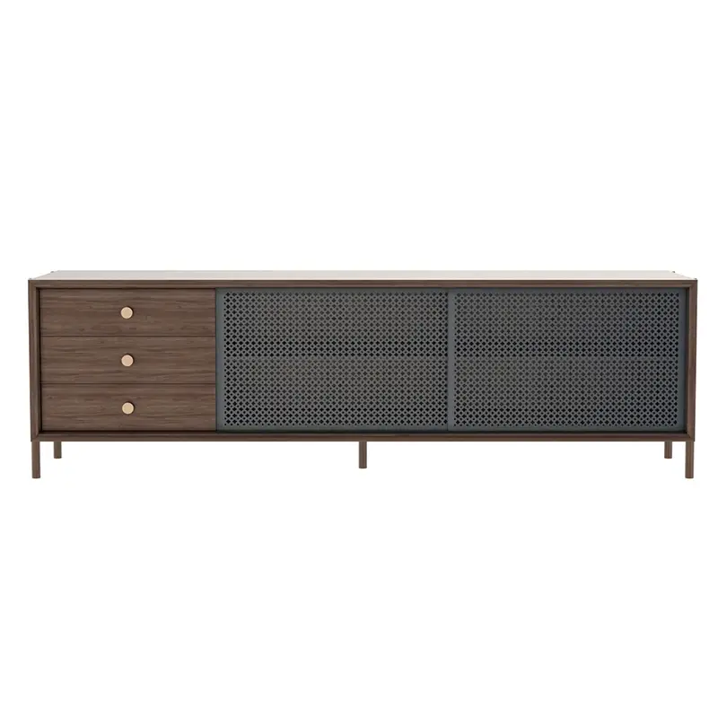 Offre Du Jour Meuble de rangement Buffet GABIN L162 avec tiroirs Noyer/ Gris ardoiseHARTO