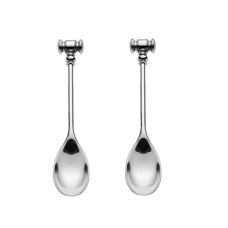 Paiement Sécurisé Cutlery Set of 2 DRESSED stainless steel egg-opening spoonsALESSI