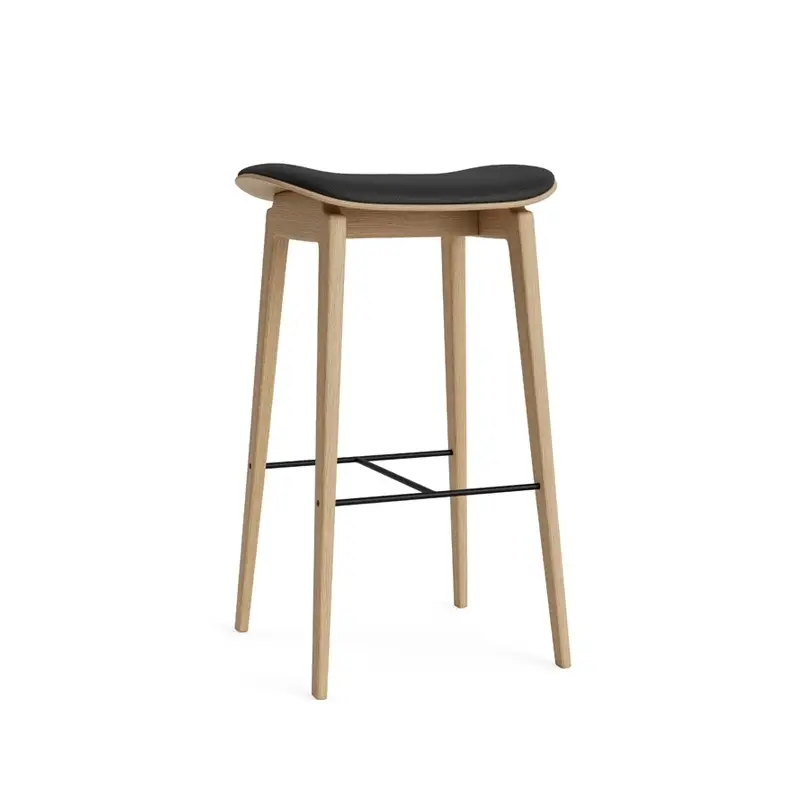 Achetez Aujourd&rsquo;hui Tabouret haut NY11 Cuir Ultra Black 41599/ chêne naturelNORR11
