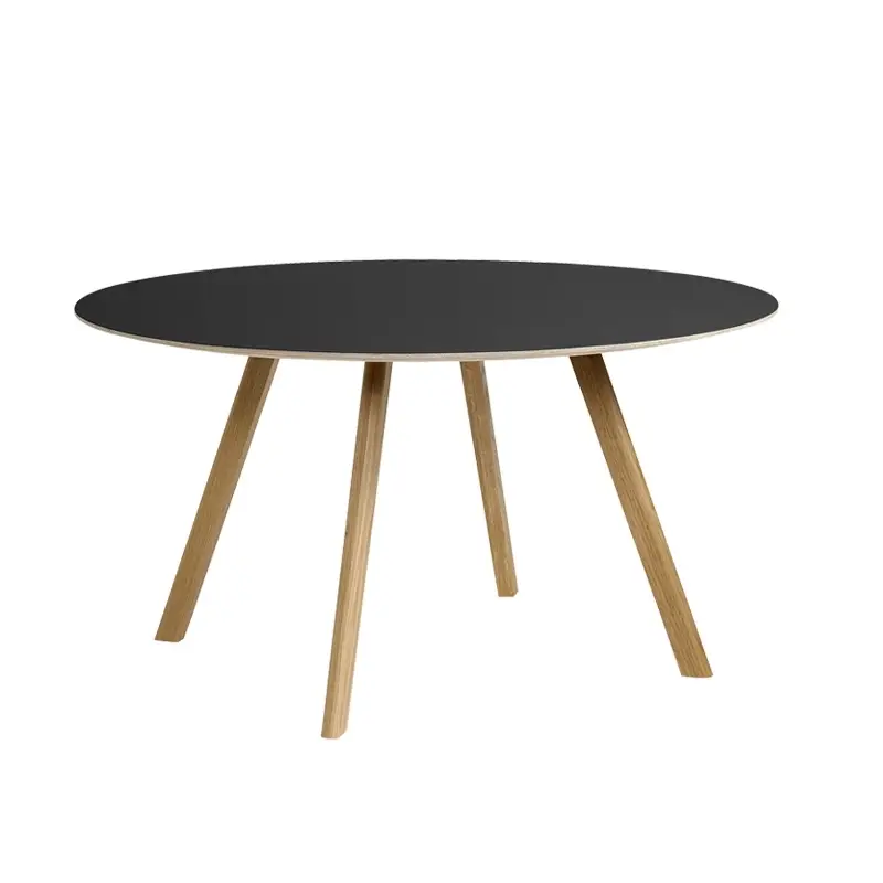 Expédition Rapide Dining Table COPENHAGUE ROUND TABLE CPH25 Ø140 Lino black/ oak water-based varnishHAY