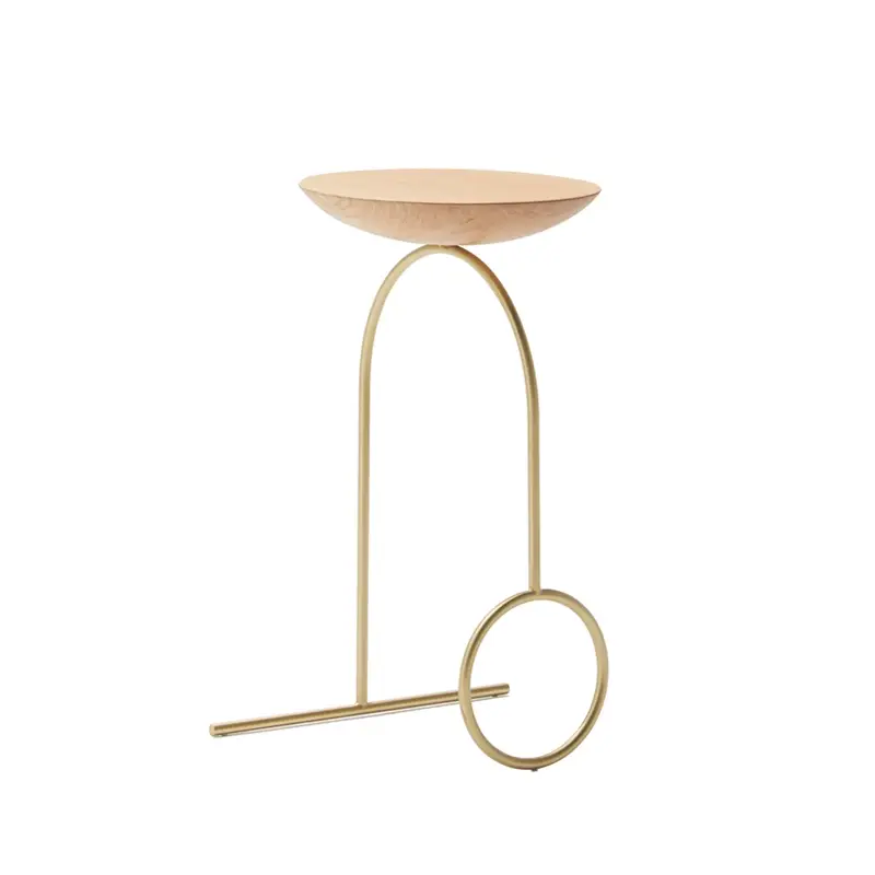 Table d&rsquo;appoint guéridon GIRO Laiton / ChêneVICCARBE Offre Spéciale