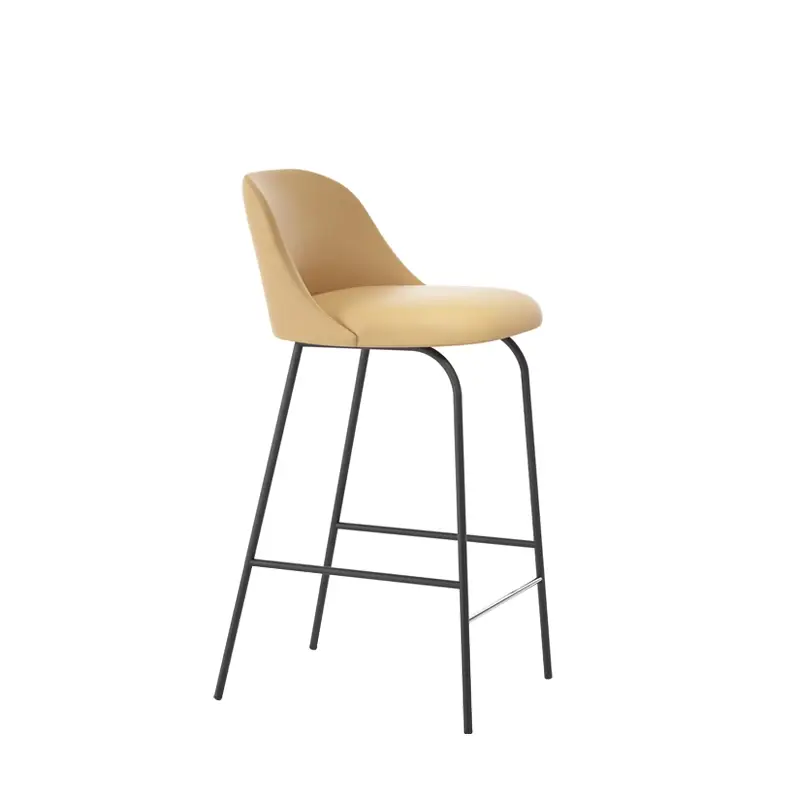 Tabouret haut ALETA dossier bas Beige 1050 / NoirVICCARBE Satisfait Ou Remboursé