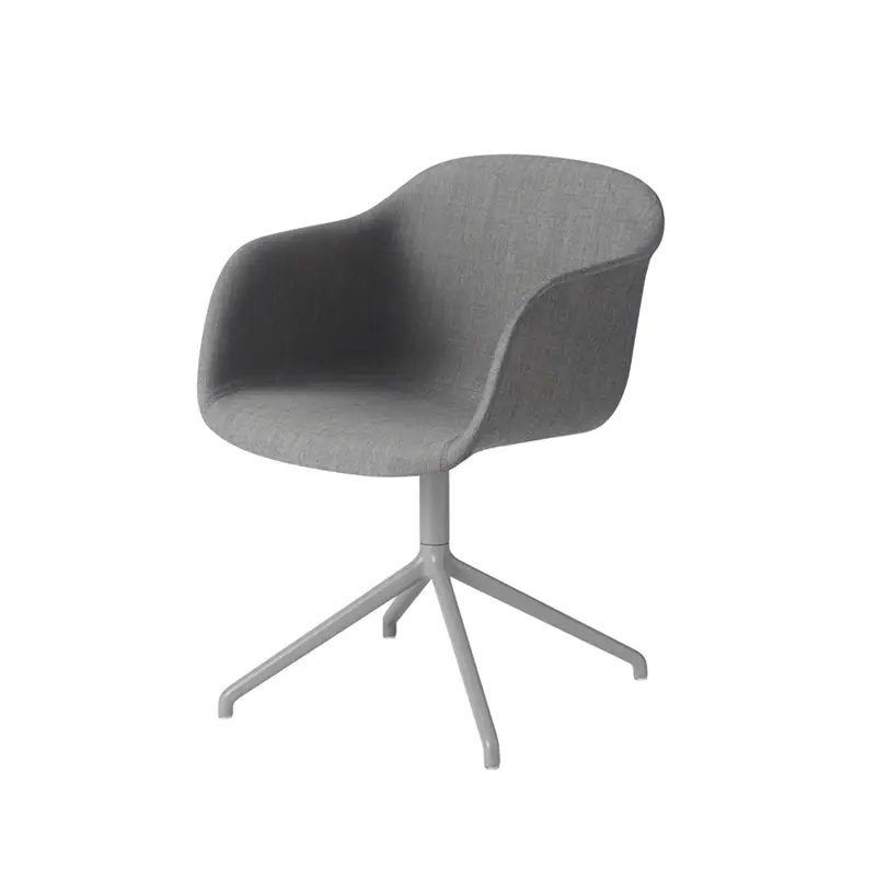 Top Vente Chaise FIBER ARMCHAIR pied central coque tissu Gris 133MUUTO