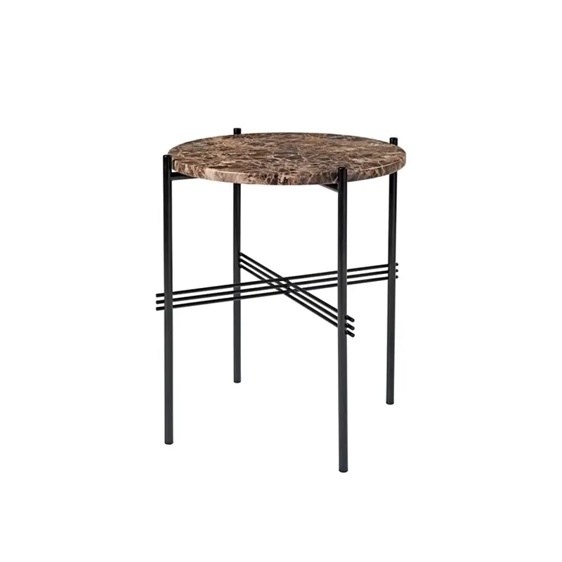 Side Table TS SIDE Ø 40 Brown Emperador marbleGUBI Commander Vite