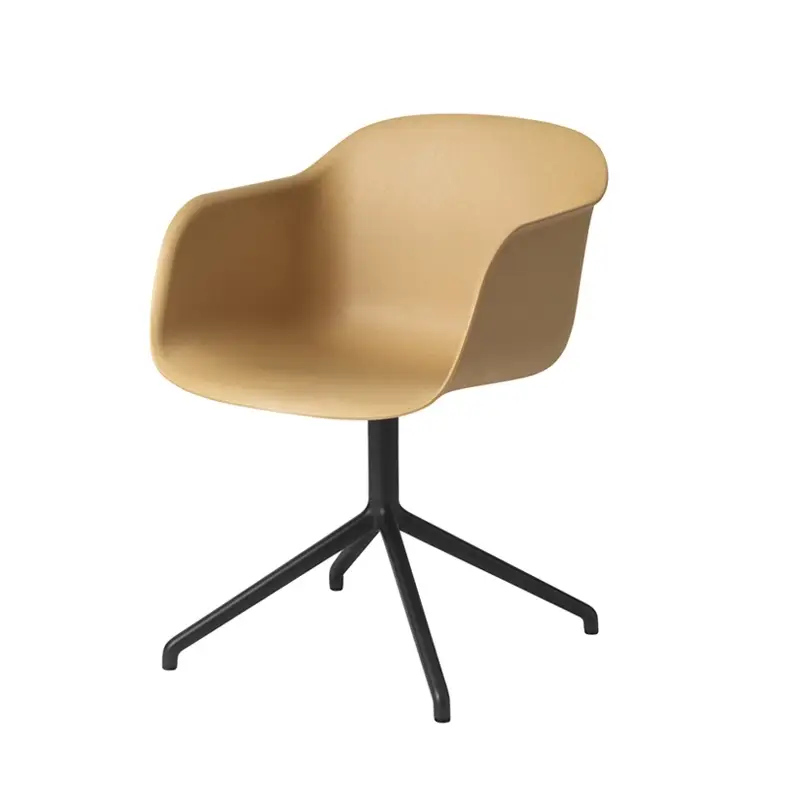 Pas Cher Dining Chair FIBER ARMCHAIR centre stand Ochre/ blackMUUTO