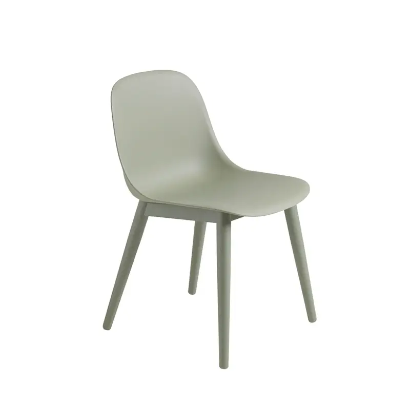 Dining Chair FIBER CHAIR 4 wooden legs Ash greenMUUTO Populaire