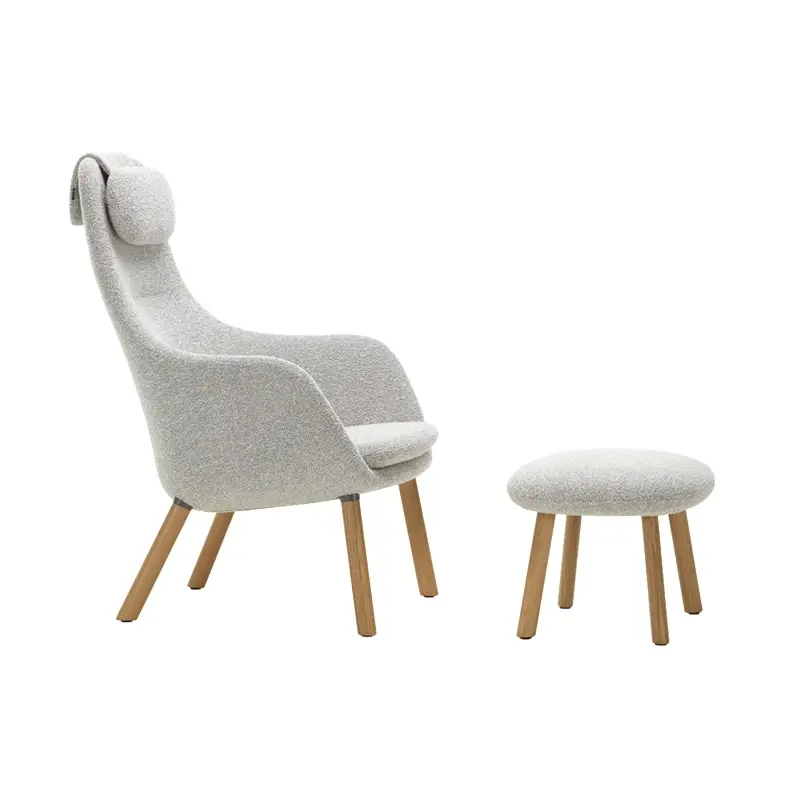 Commander Maintenant Easy chair HAL LOUNGE & OTTOMAN Nubia 06 cream/sierra grey / natural oak legsVITRA