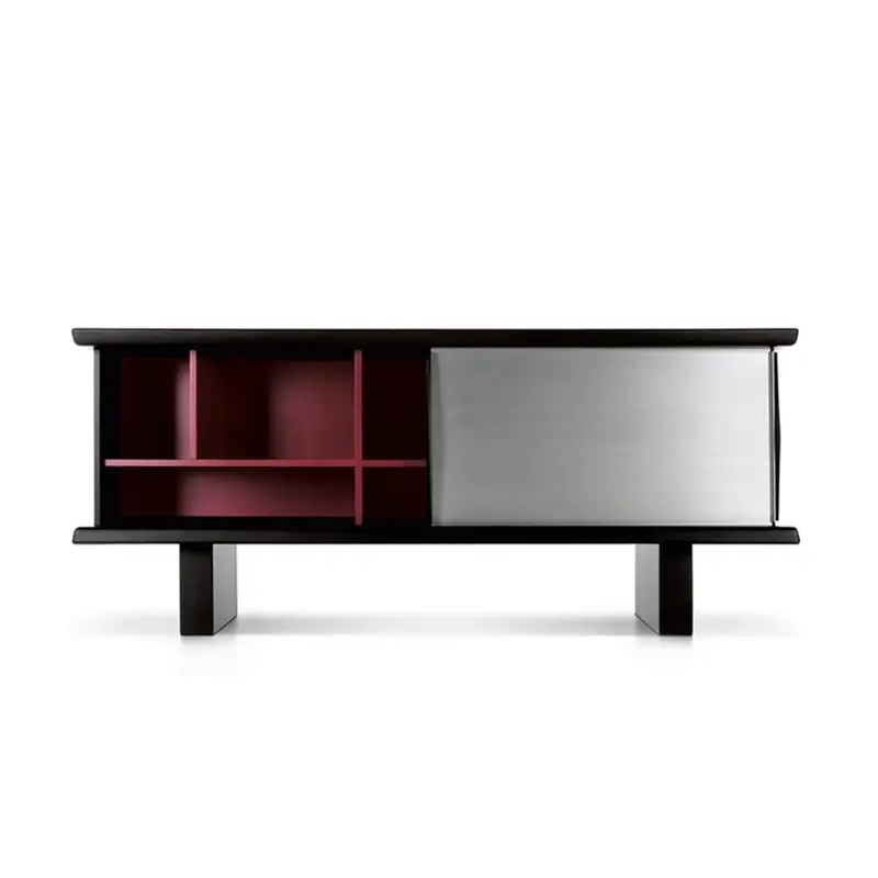 Nouvelle Collection Storage Unit 513 RIFLESSO Exterior black Interior burgundyCASSINA