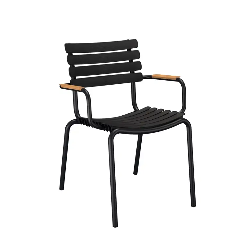 Offre Exclusive Outdoor Chair and Small Lounge Chair RECLIPS chair Bamboo armrests BlackHOUE