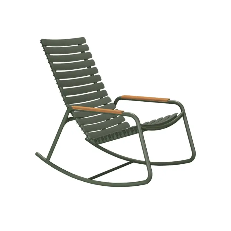 Outdoor Lounge Chair Rocking Chair RECLIPS bamboo armrests Olive greenHOUE Prix Réduit