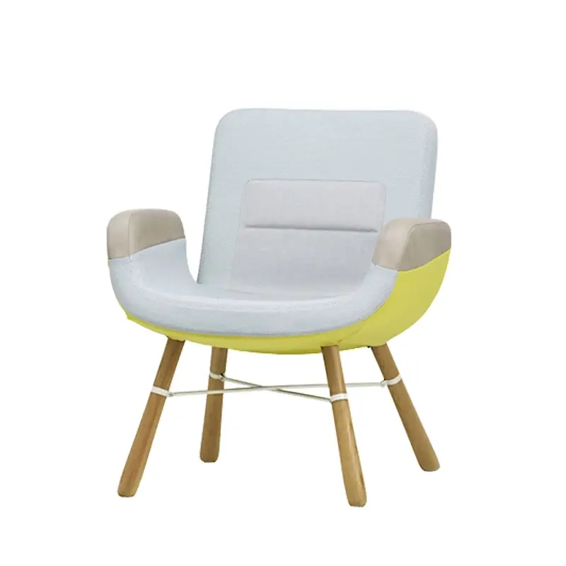 Easy chair EAST RIVER Yellow/ sky blue Natural feetVITRA Super Prix