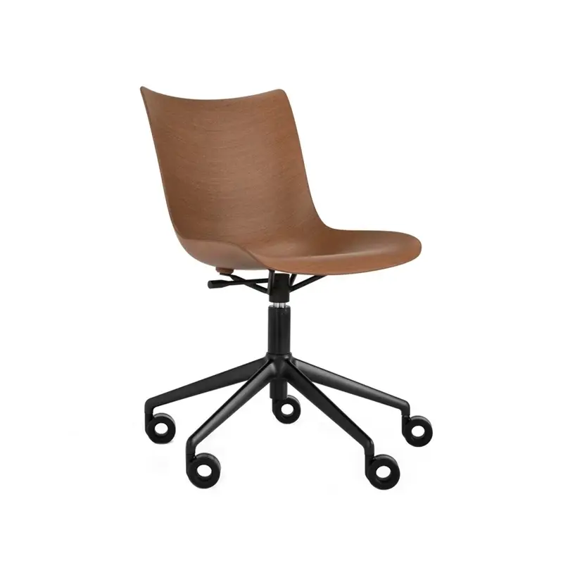 Fauteuil de bureau P/WOOD roulettes Bois foncé/ noirKARTELL Retour Gratuit