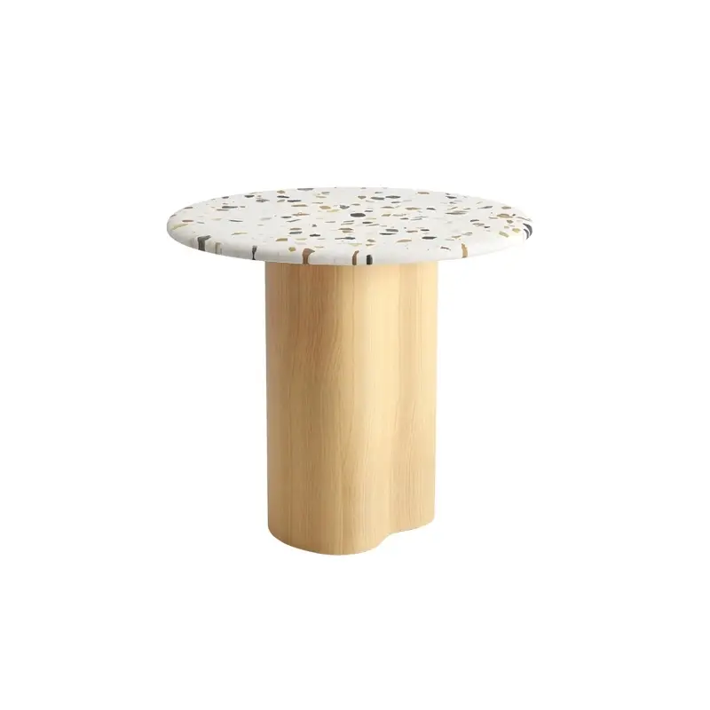 Table d'appoint guéridon GHIA Ø 50 pied central terrazzo Terrazzo clair/ chêneARPER Réduction