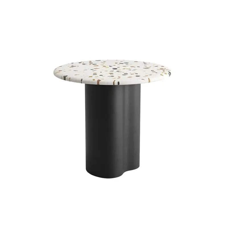 Expédition Rapide Side Table GHIA Ø 50 terrazzo central foot Terrazzo light/ oak blackARPER