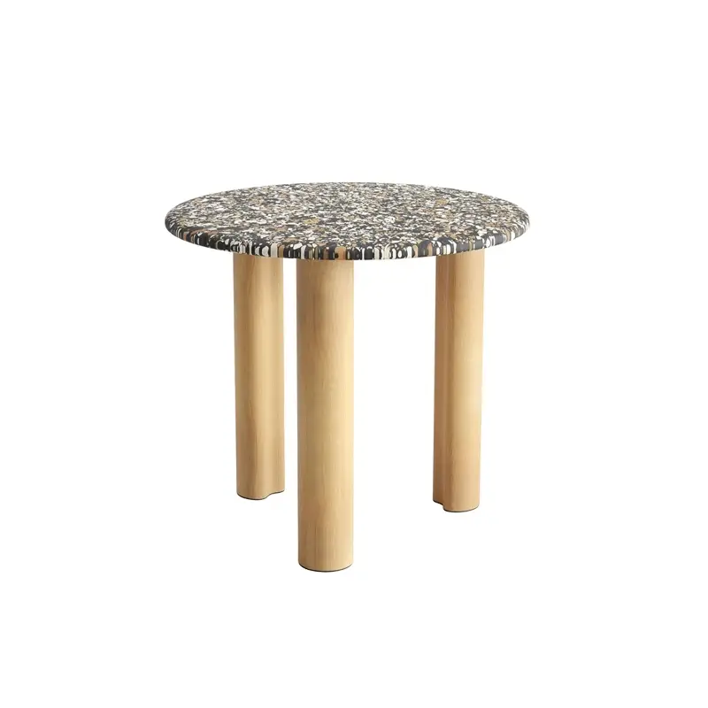 Prix Bas Side Table GHIA Ø 50 3 legs terrazzo Terrazzo dark/ oakARPER
