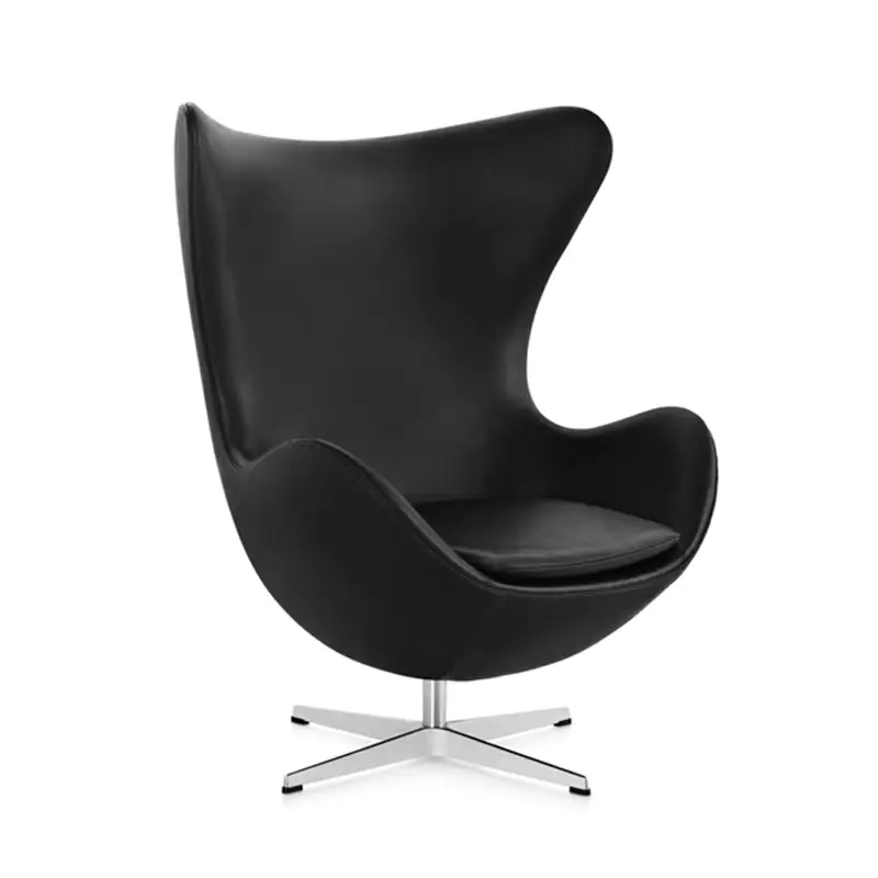 Top Vente Fauteuil OEUF (EGG) Cuir NoirFRITZ HANSEN