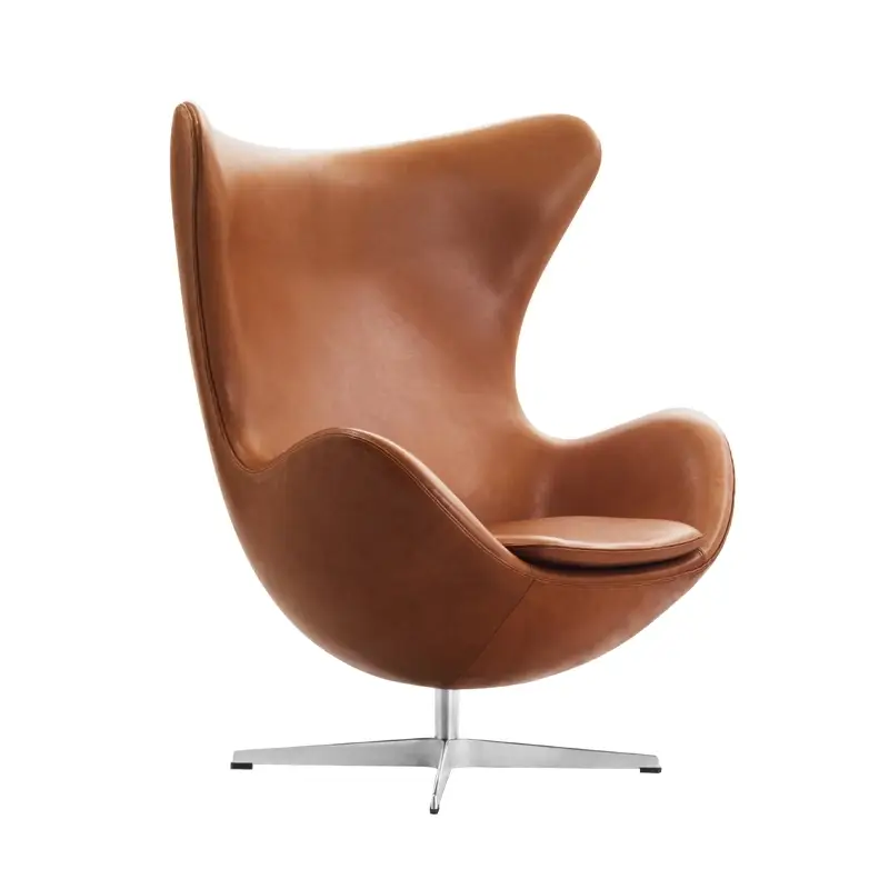 Prix Réduit Easy chair EGG Leather Brown walnutFRITZ HANSEN
