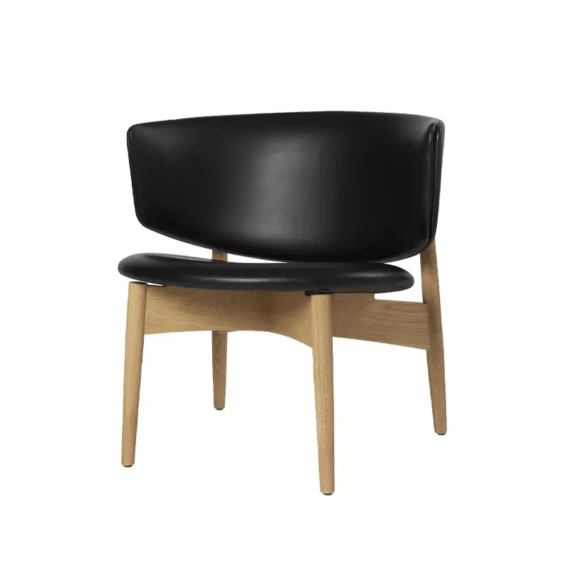 Pas Cher Fauteuil HERMAN LOUNGE CUIR Cuir noirFERM LIVING