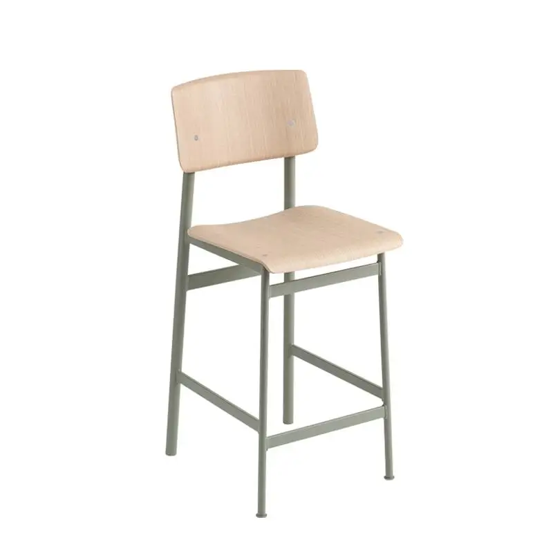 Soldes Tabouret haut LOFT COUNTER STOOL H65 Vert cendré / chêneMUUTO
