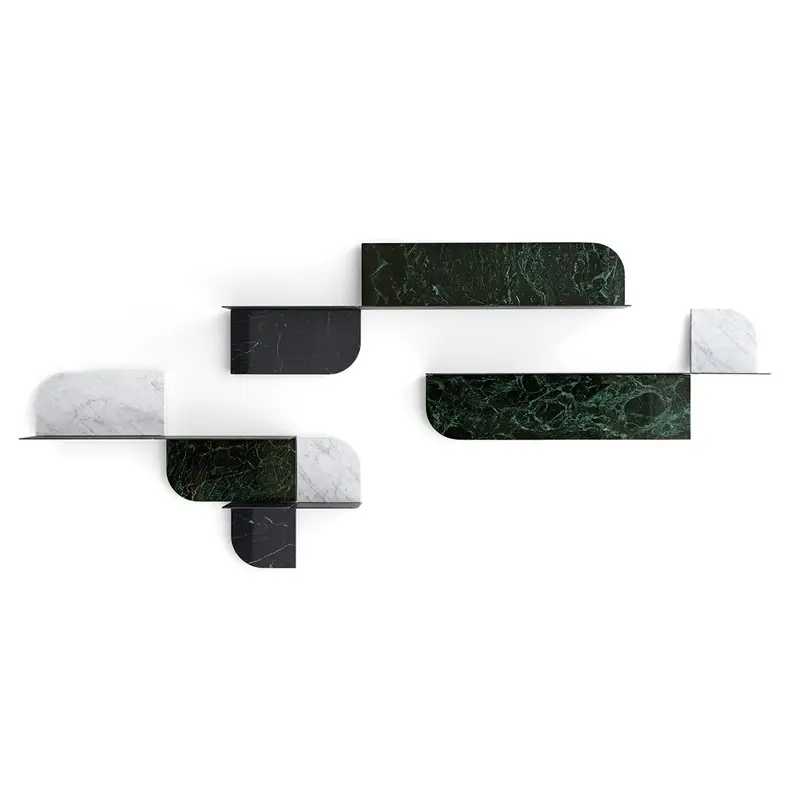Shelving ROUNDCUT Bianco Carrara / Verde Alpi / Nero MarquinaGALLOTTI & RADICE Prix Cassé
