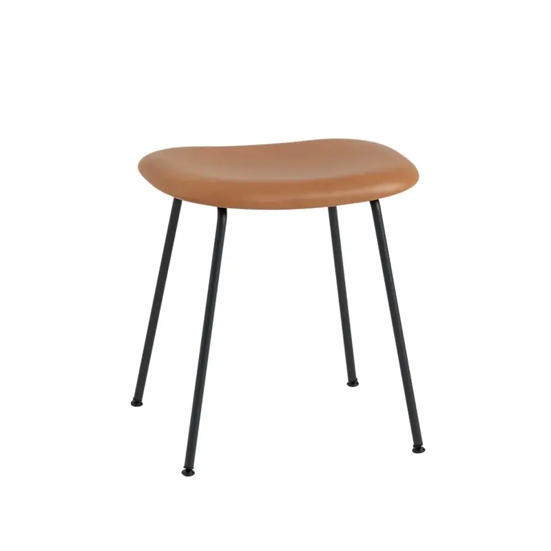 Stool FIBER STOOL steel legs Cognac leather seatMUUTO Nouvel Arrivage
