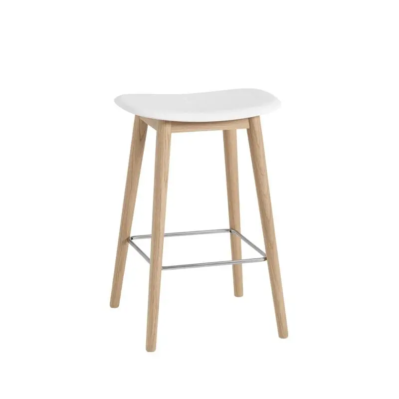 Bar Stool FIBER BAR STOOL wooden legs H65 White/ oakMUUTO Prix Choc