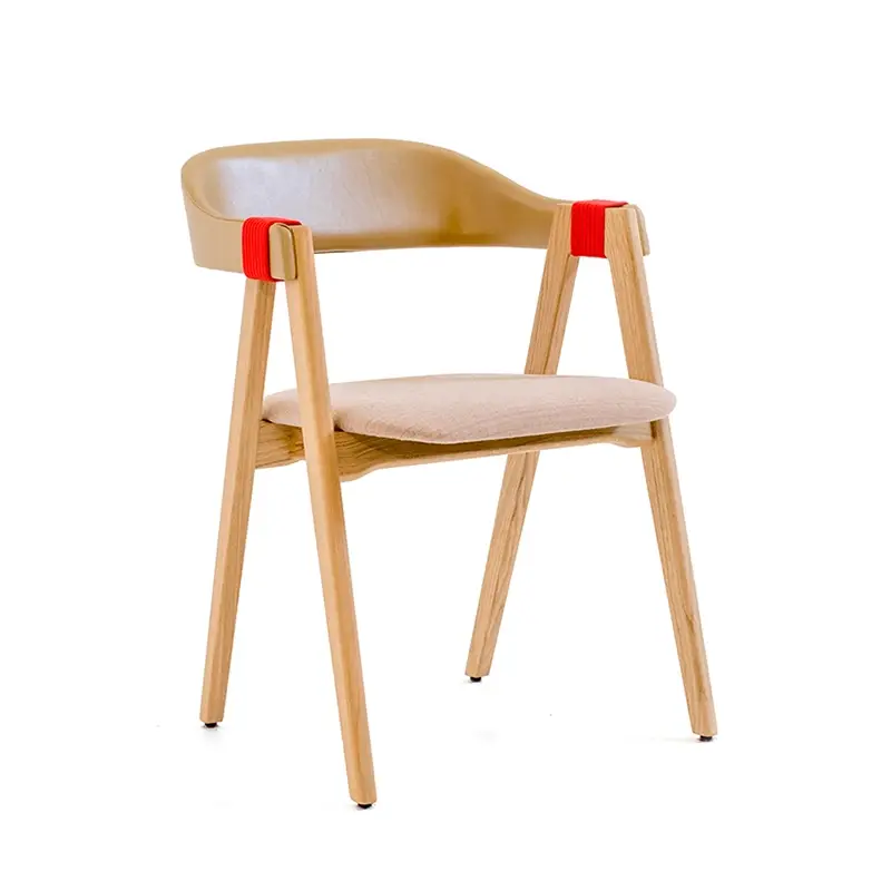 Authentique Chaise MATHILDA Dossier cuir Ginger/ assise tissu beigeMOROSO