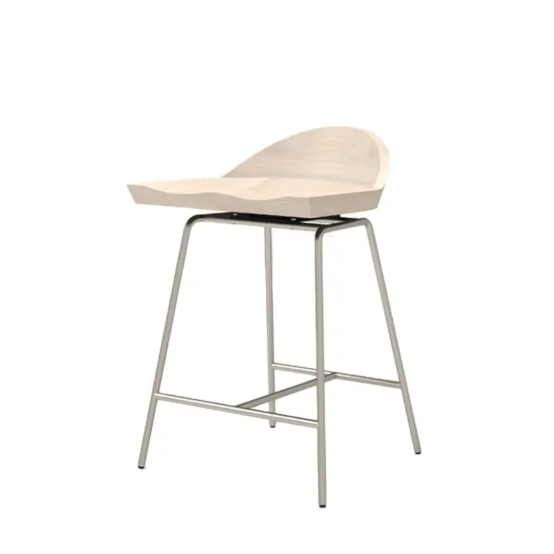 Bar Stool SPINDLE low back H 61 Bleached ash/satin nickel BASSAMFELLOWS Meilleur Prix