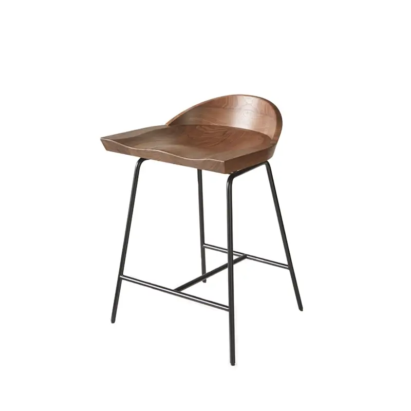 Promotion Saisonnière Tabouret haut SPINDLE dossier bas H 61 Noyer/ noirBASSAMFELLOWS