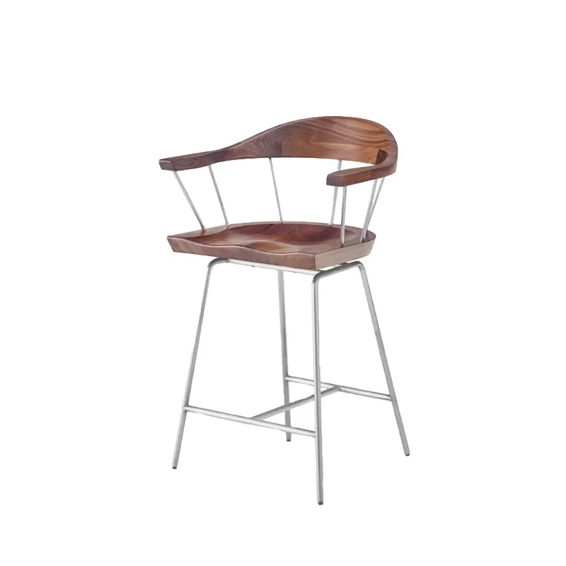 Tabouret haut SPINDLE H 61 Noyer/ nickel satinéBASSAMFELLOWS Bon Marché