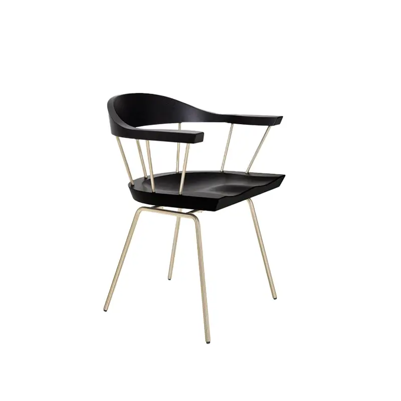 Chaise SPINDLE Frêne ébène/ laiton satinéBASSAMFELLOWS Bon Marché