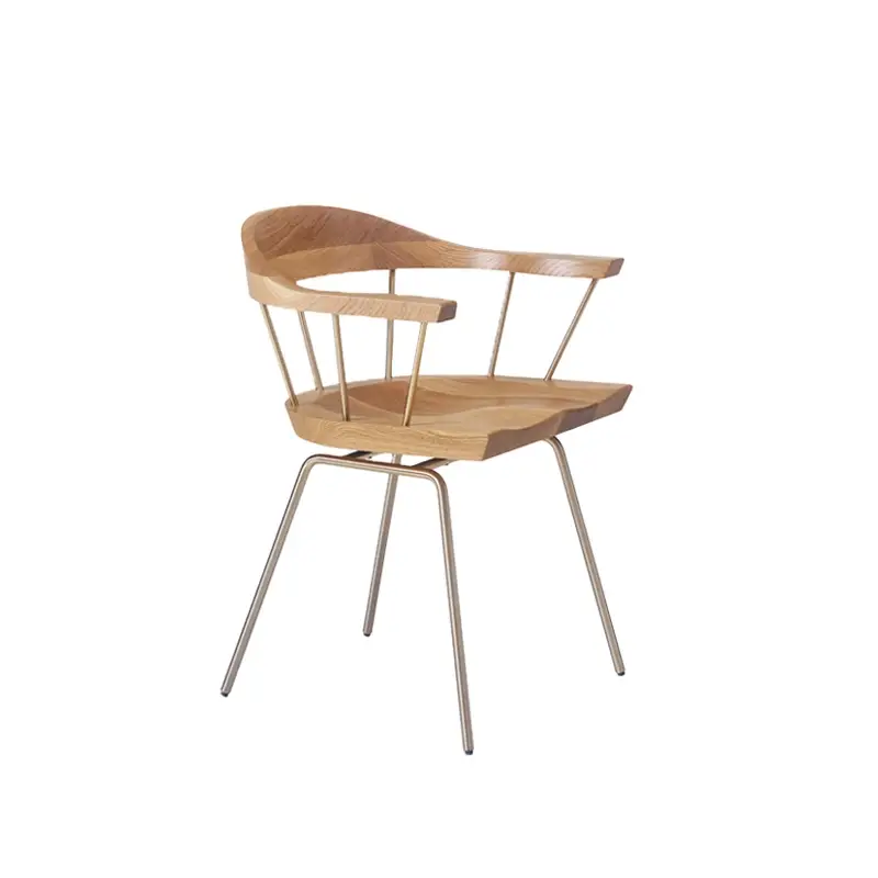 Dining Chair SPINDLE Oak/ satin brassBASSAMFELLOWS Offre Limitée