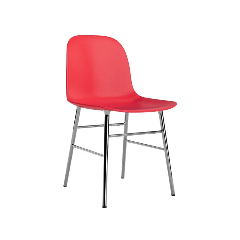 Chaise FORM CHAIR piètement chrome Rouge vif NORMANN COPENHAGEN Prix Cassé