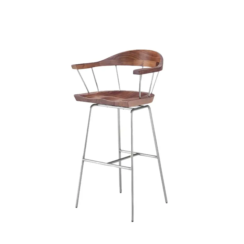 Tabouret haut SPINDLE H 76 Noyer/ nickel satinéBASSAMFELLOWS Réduction