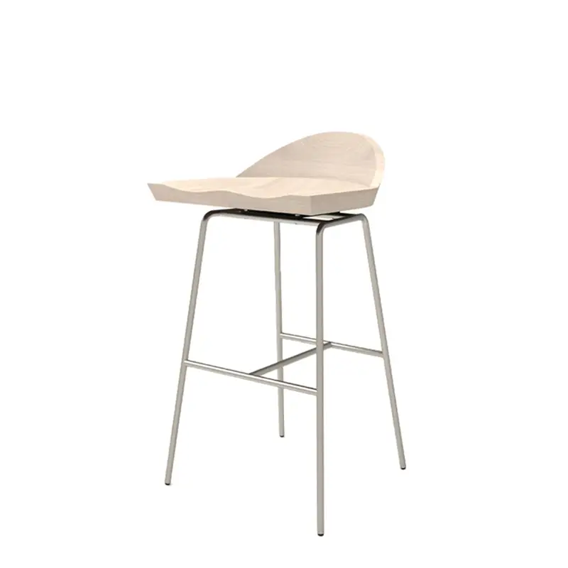 Bar Stool SPINDLE low back H 76 Bleached ash/satin nickel BASSAMFELLOWS Solde