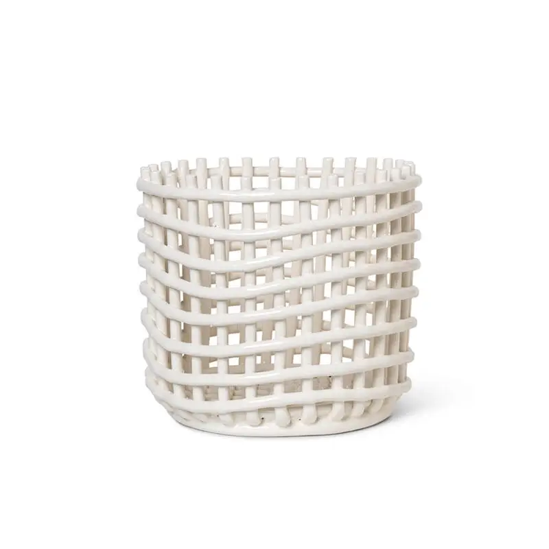 Vente Flash Petit rangement Corbeille CERAMIC large Blanc casséFERM LIVING
