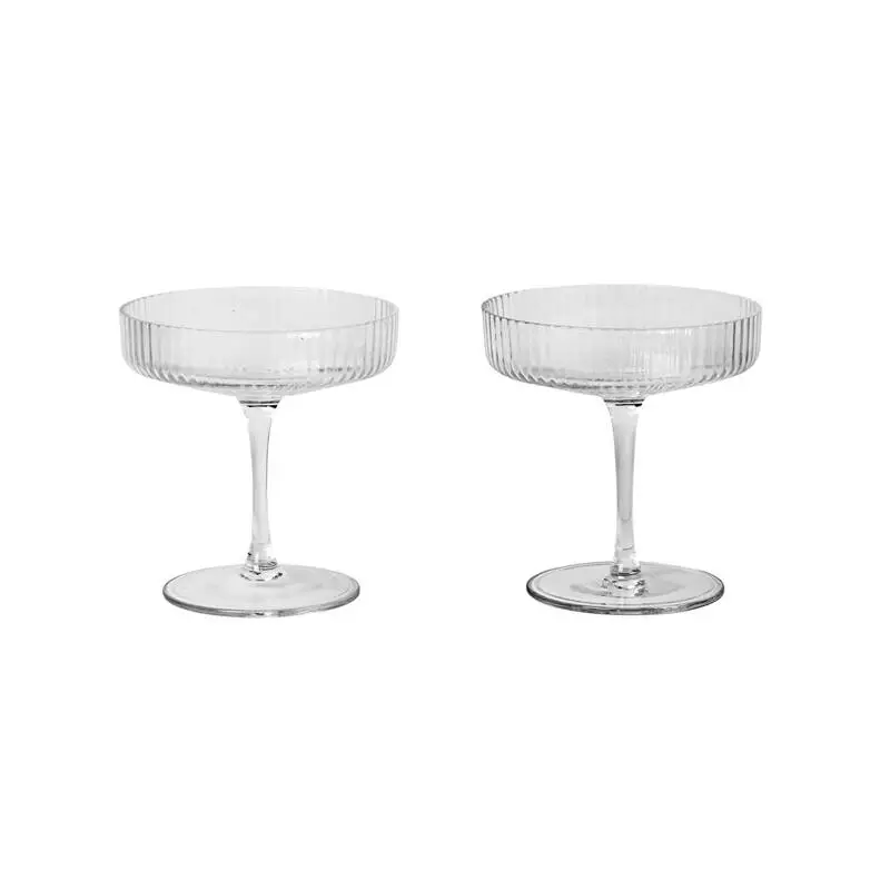 Pas Cher Carafe & verre Set de 2 coupes à Champagne RIPPLE TransparentFERM LIVING